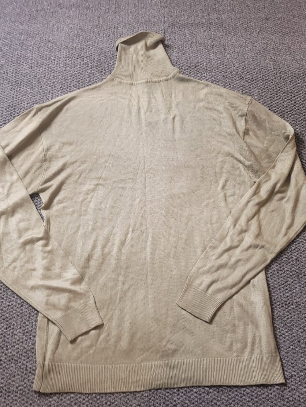 Marquis Sweater Womens L Large Turtle Neck Beige Arcylic Ribbed Long Sleeve